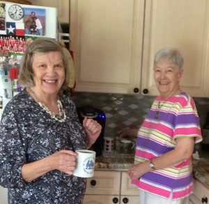 Louise Peck and Sandy Dunn getting coffee